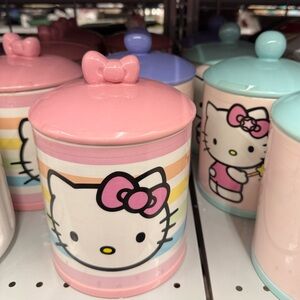 Hello Kitty Pink and Blue Ceramic Canisters